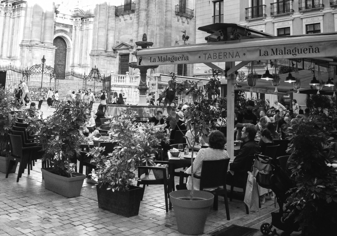 Catedral de Málaga y bar la malagueña